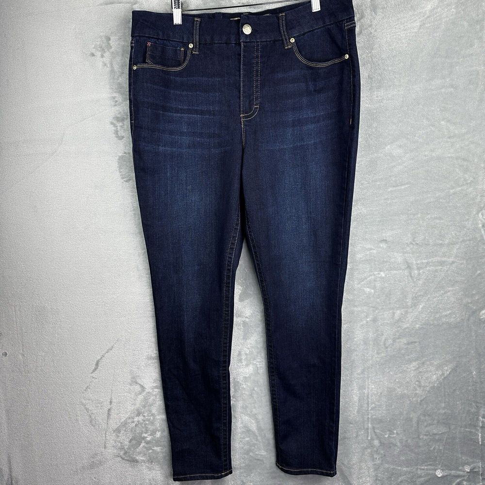 Seven 7 Jeans Womens 16 Blue Denim Tummyless High Rise Skinny Cute Tapered Leg